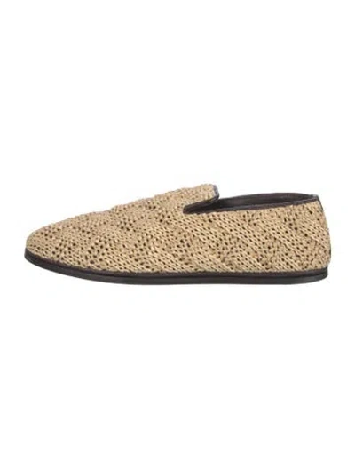 Pre-owned Bottega Veneta Raffia Tweed Pattern Flats In Neutral