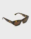 Bottega Veneta Raised Logo Acetate Cat-eye Sunglasses In Brown