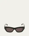 Bottega Veneta Raised Logo Acetate Cat-eye Sunglasses In Brown