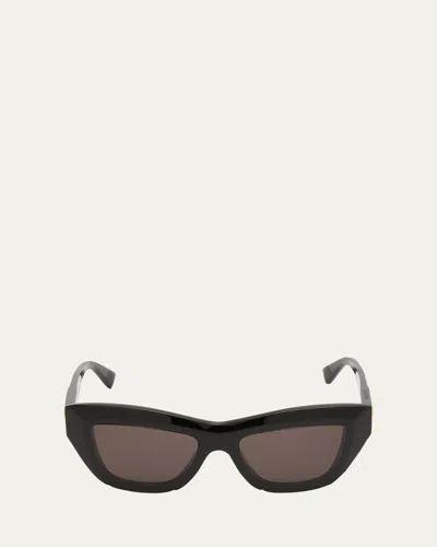 Bottega Veneta Raised Logo Acetate Cat-eye Sunglasses In Brown