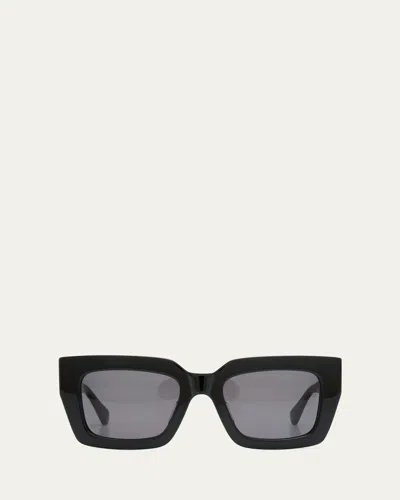 Bottega Veneta Raised Logo Acetate Cat-eye Sunglasses In Solid Black