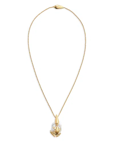 BOTTEGA VENETA RANA FROG & BAROQUE CULTURED FRESHWATER PEARL PENDANT NECKLACE IN 18K GOLD PLATED STERLING SILVER, 1