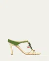 Bottega Veneta Rana Frog Embellished Leather Stiletto Mules In Camomile Avacado