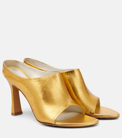 Bottega Veneta Pantoletten Rana Aus Metallic-leder