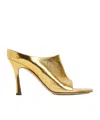 Bottega Veneta Rana Metallic Leather Mules In Gold