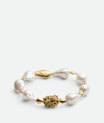 Bottega Veneta Rana Pearls Armband In Gold/pearl