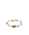 Bottega Veneta Rana Pearls Armband In White/avocado
