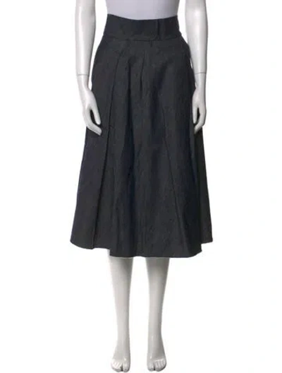 Pre-owned Bottega Veneta Raw-edge Trim Midi Length Skirt In Blue