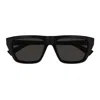 Bottega Veneta Rectangle Frame Sunglasses In 001 Black Black Grey