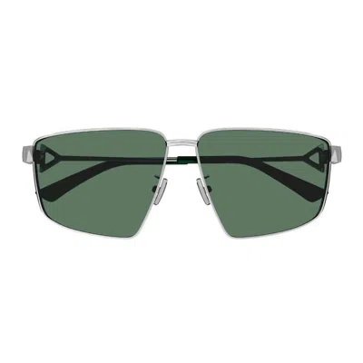 Bottega Veneta Rectangle Frame Sunglasses Sunglasses In Silver