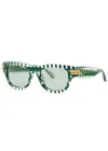 Bottega Veneta Rectangle-frame Sunglasses In Green