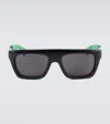 Bottega Veneta Rectangular Acetate Sunglasses In Black-black-grey