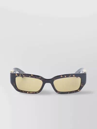 Bottega Veneta Rectangular Acetate Sunglasses Tonal Temples In Black