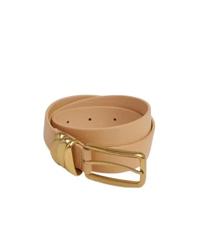 Bottega Veneta Rectangular-buckle Belt In Nude