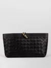 Bottega Veneta Rectangular Clutch Bag Woven Texture Hardware
