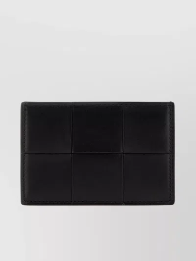 Bottega Veneta Rectangular Design Leather Card Holder In Black