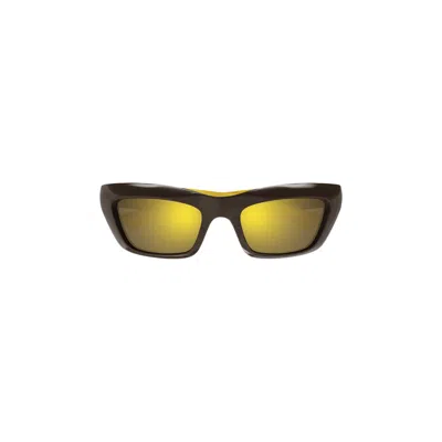 Pre-owned Bottega Veneta Rectangular Frame Sunglasses 'brown/gold'