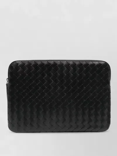Bottega Veneta Rectangular Getaway Document Holder Woven Design In Black