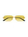 Bottega Veneta Rectangular Metal Sunglasses In Yellow