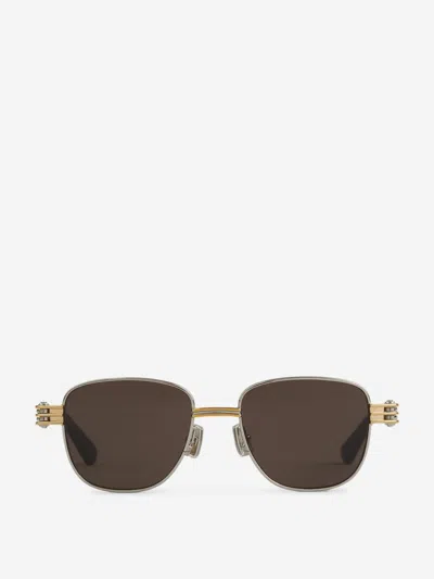 Bottega Veneta Rectangle Metal Sunglasses In Silver