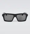Bottega Veneta Rectangular Sunglasses In Black-black-grey