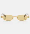 Bottega Veneta Rectangular Sunglasses In Gold