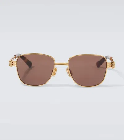 Bottega Veneta Rectangular Sunglasses In Gold