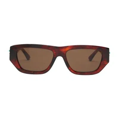 Bottega Veneta Rectangular Sunglasses In Havana_havana_brown