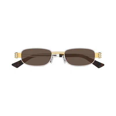 Pre-owned Bottega Veneta Rectangular Sunglasses 'shiny Silver' | Women's Size Onesize