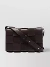 Bottega Veneta Dark Brown Cassette Crossbody Bag In Black