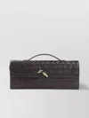 Bottega Veneta Rectangular Woven Top Handle Clutch Bag In Black