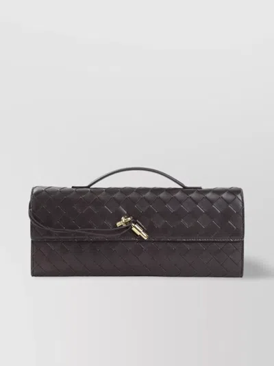 Bottega Veneta Rectangular Woven Top Handle Clutch Bag In Black