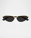 Bottega Veneta Recycled Acetate And Metal Cat-eye Sunglasses In Black