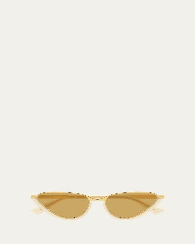 Bottega Veneta Recycled Acetate And Metal Cat-eye Sunglasses In Yellow-yellow-brown