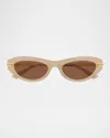 Bottega Veneta Recycled Acetate Cat-eye Sunglasses In Brown