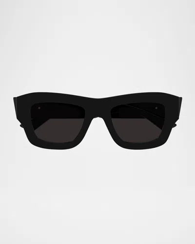 Bottega Veneta Recycled Acetate Rectangle Sunglasses In Black