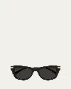 Bottega Veneta Recycled Acetate Rectangle Sunglasses In Black