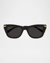 Bottega Veneta Recycled Acetate Rectangle Sunglasses In Black