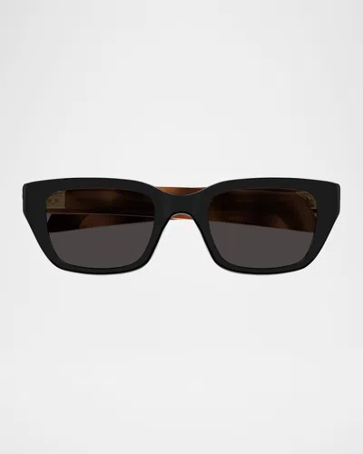 Bottega Veneta Recycled Acetate Rectangular Sunglasses In Black