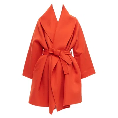 Pre-owned Bottega Veneta Red 100% Double Face Cashmere Shawl Collar Belted Coat It38 Xs