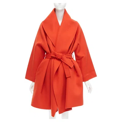 Pre-owned Bottega Veneta Red 100% Double Face Cashmere Shawl Collar Belted Coat It38 Xs