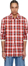 Bottega Veneta Checked Woven Overshirt In Red
