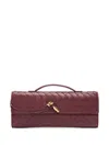 Bottega Veneta Long Andiamo Clutch Bag With Handle In Red