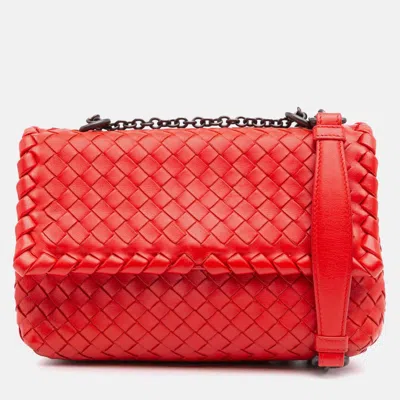 Pre-owned Bottega Veneta Red Baby Nappa Intrecciato Olimpia Crossbody
