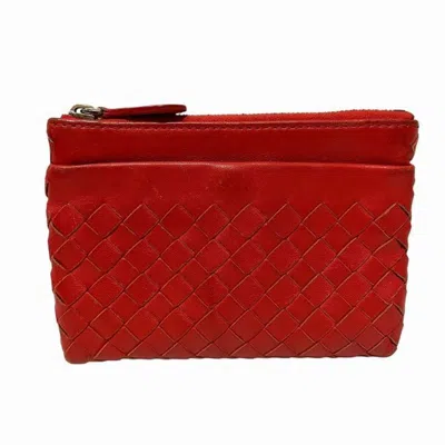 Pre-owned Bottega Veneta Red Color Intrecciato Coin Purse/coin Case ()