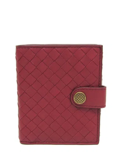 Pre-owned Bottega Veneta Red Color Leather Bi-fold Wallet (authentic Pre-loved)