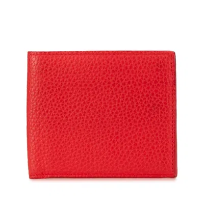 Pre-owned Bottega Veneta Red Color Leather Wallet (bi-fold) ()