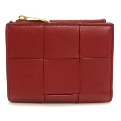 Pre-owned Bottega Veneta Red Color Leather Wallet (bi-fold) ()