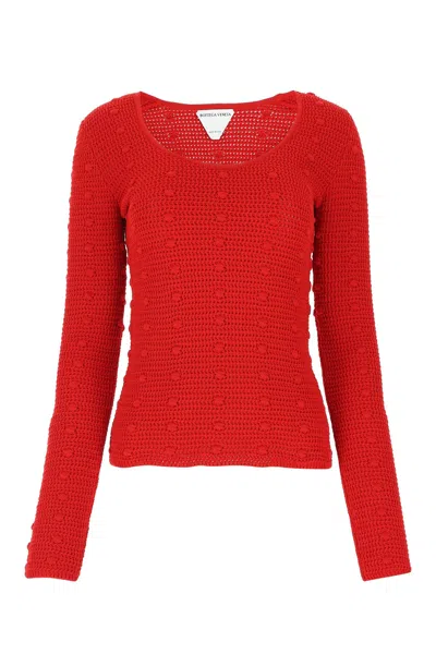 Bottega Veneta Red Cotton Sweater In Brown