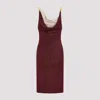 BOTTEGA VENETA RED FLUID SUEDE MIDI DRESS WITH METAL DETAIL